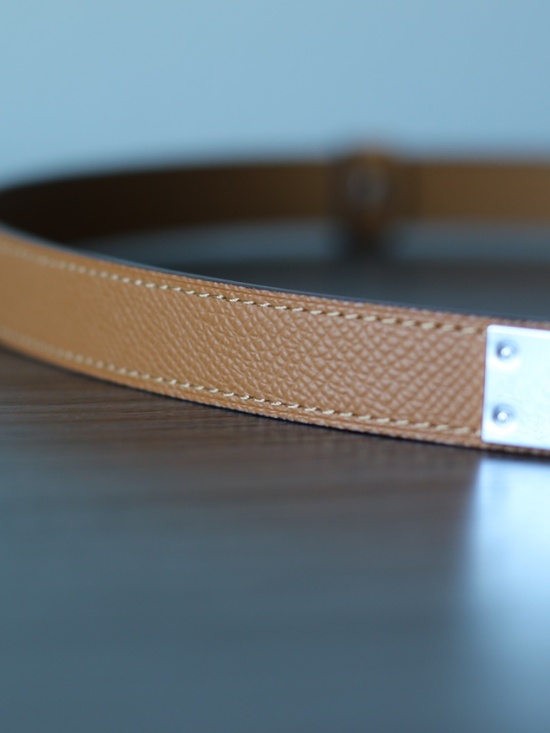 Vera Pelle Tan Leather Belt with Silver Tone Buckle